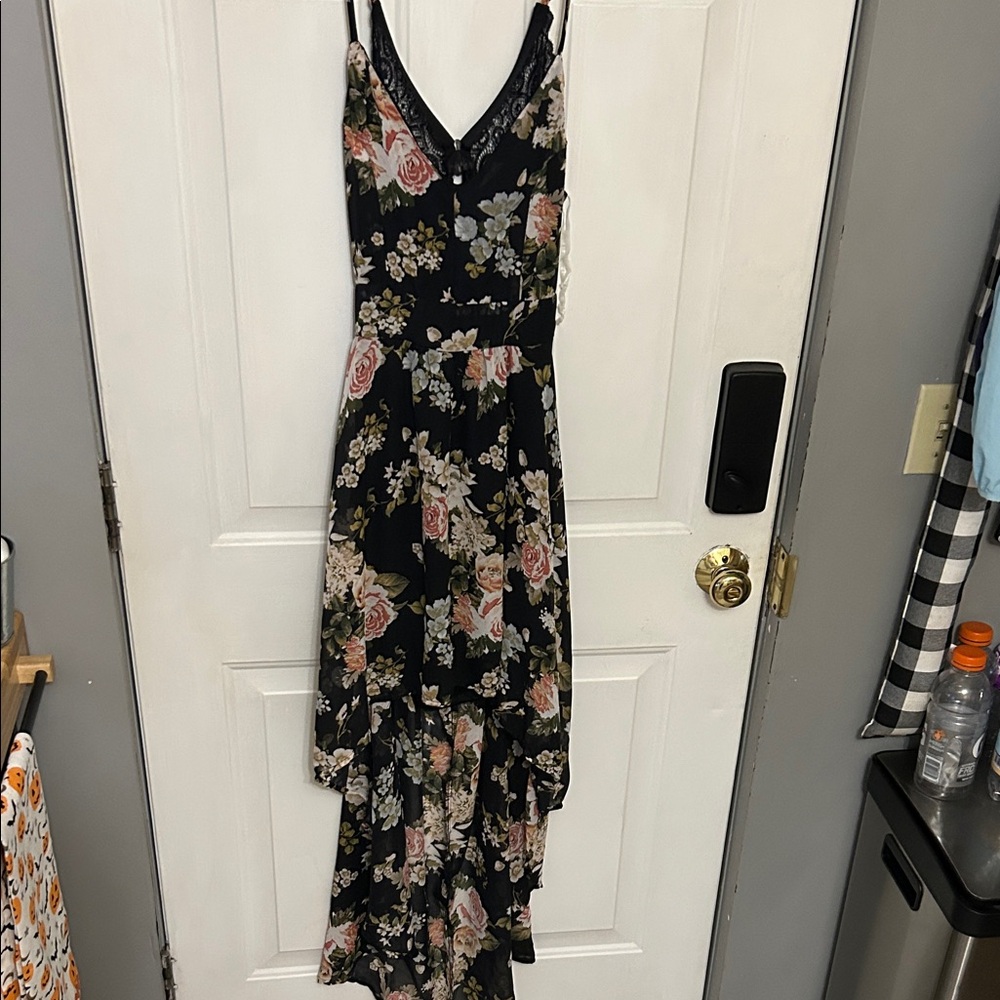Charlotte Russe Black Floral High Low Dress